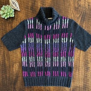 Melrose Studios | Vintage Wool Blend Short Sleeve Turtleneck Sweater, Size SP